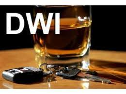 Glass of whiskey with car keys and title "DWI"