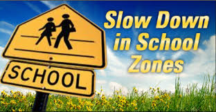 School Speed Sign with "Slow Down in School Zones"